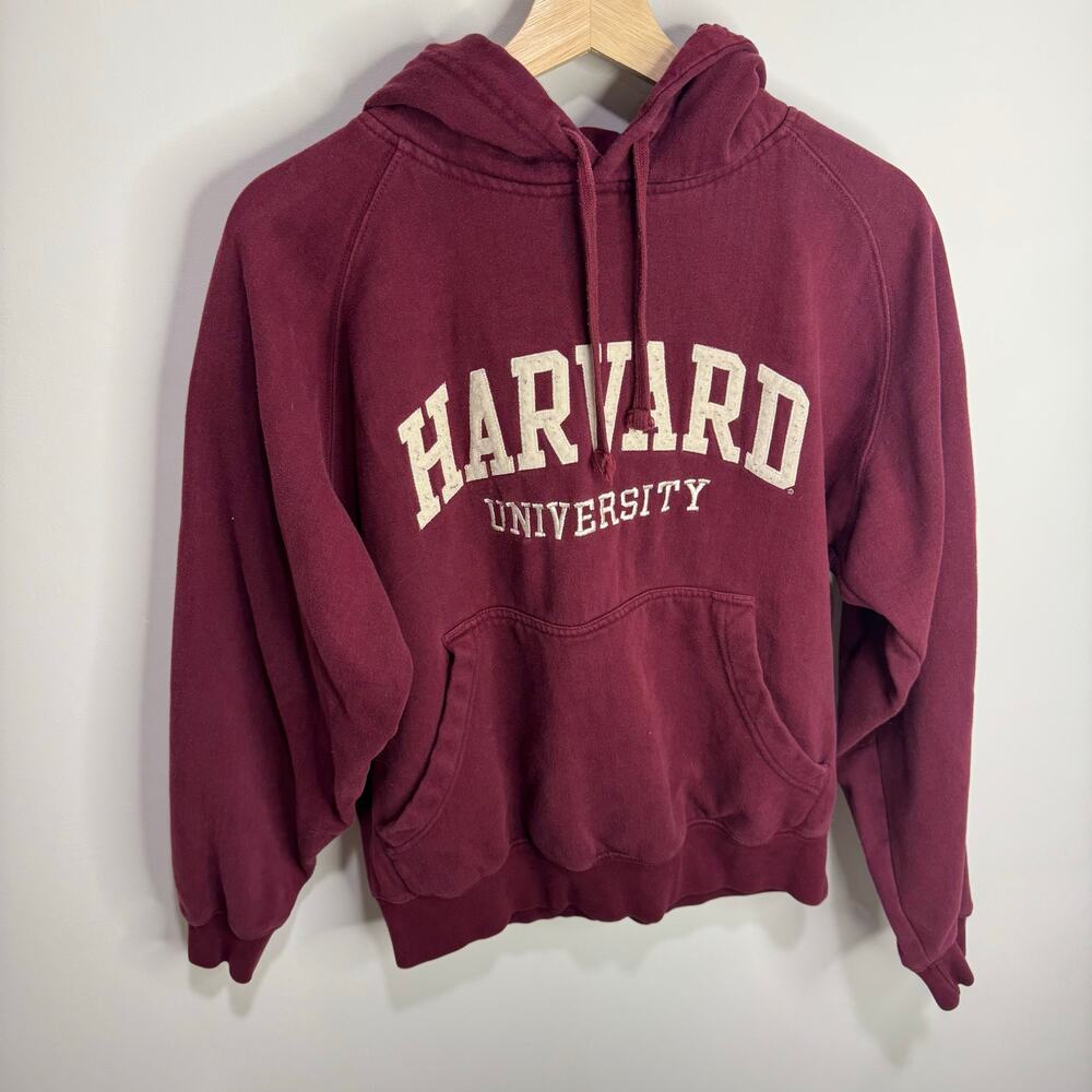 Jones & Mitchell Harvard Hoodie Adult Small Burgundy University Sweatshirt